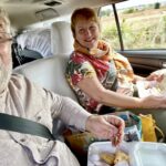 Packed lunch in the car